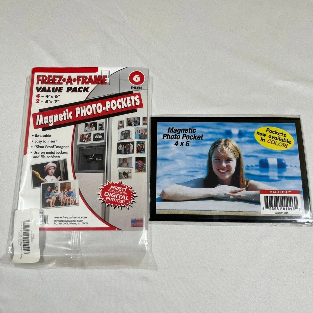 Magnetic Photo Pockets 11pk Nine 4x6 Two 5x7 Refrigerator Magnet Frames